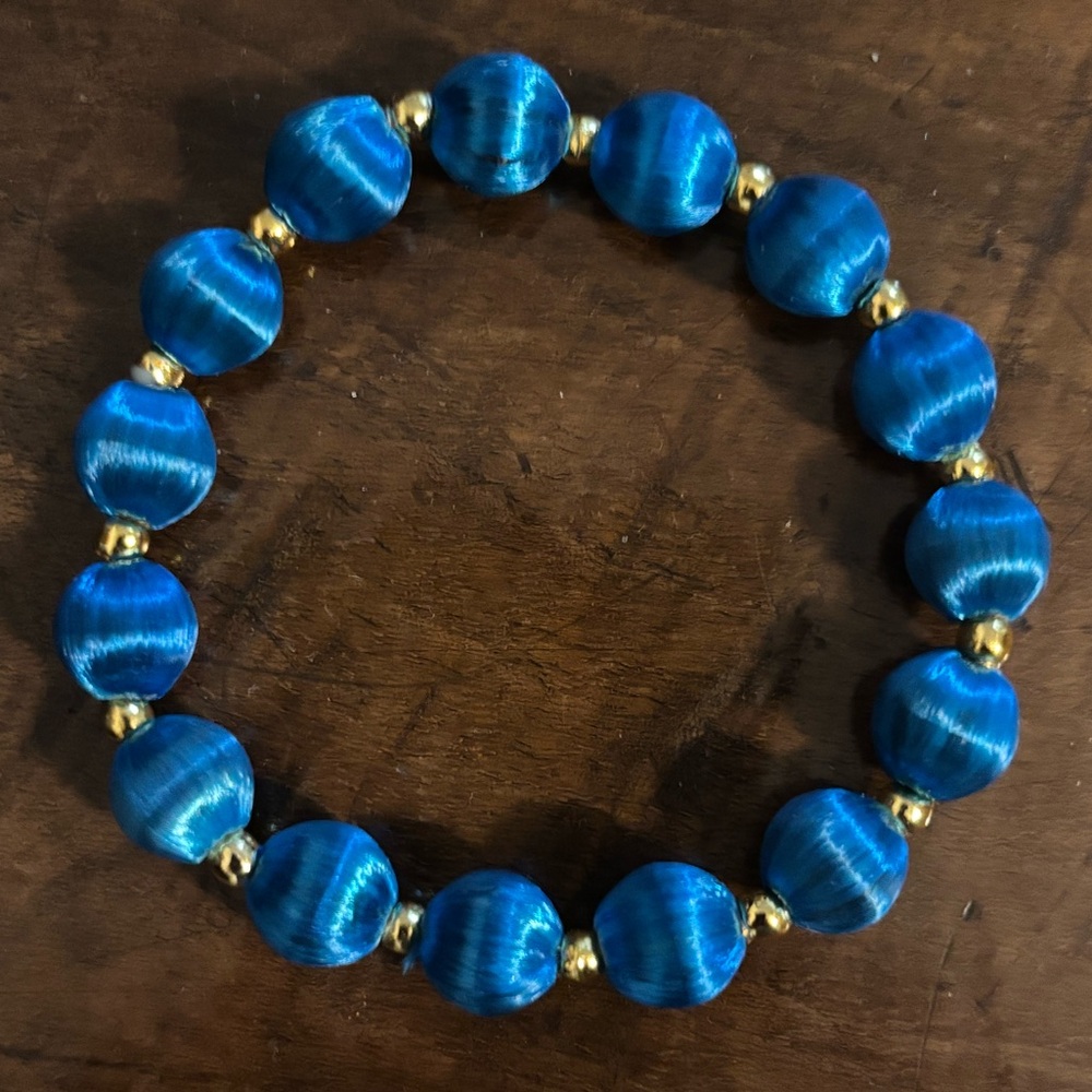 Handcrafted “Simply Cerulean” Beaded Bracelet